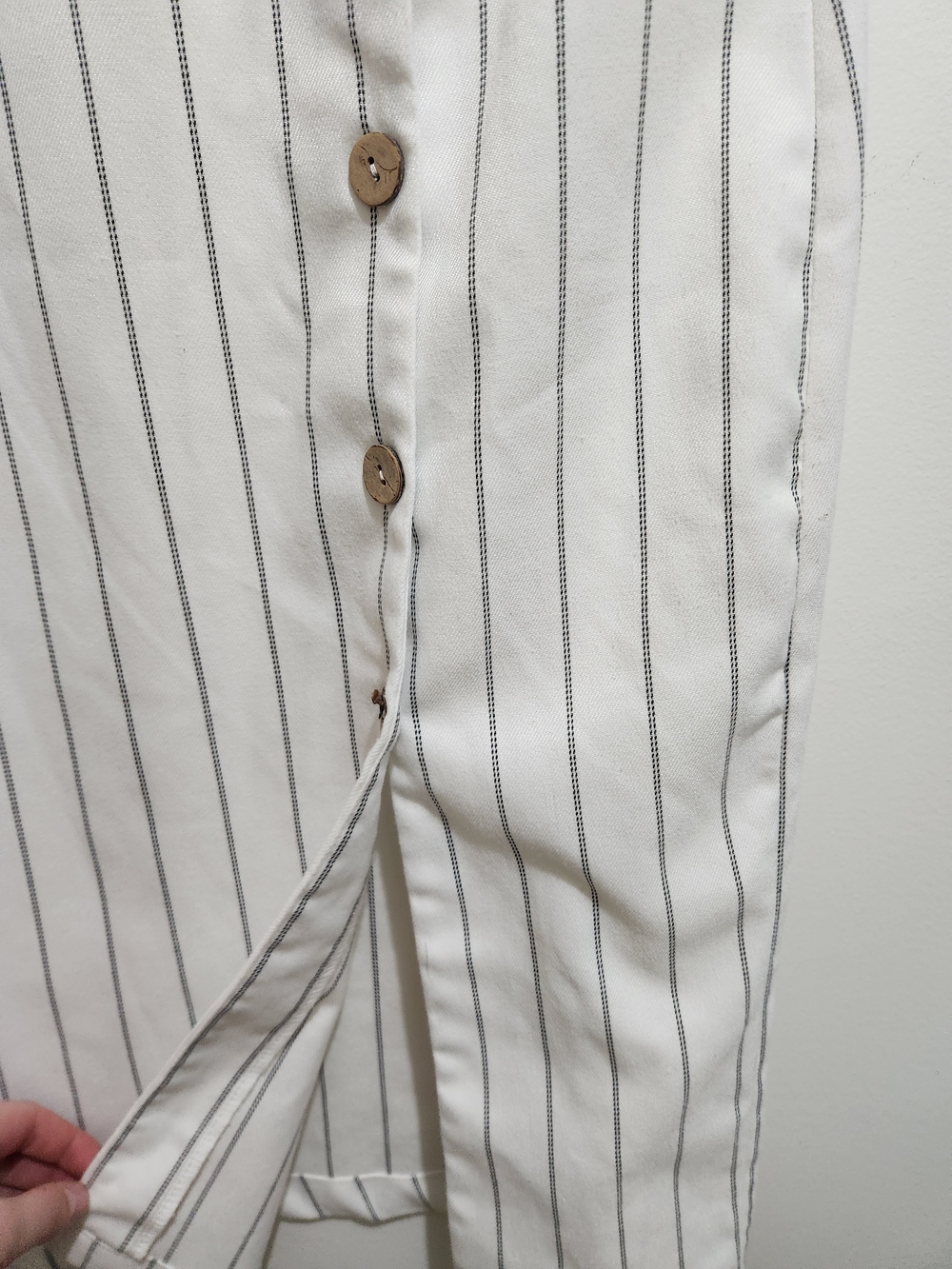 Ardene White Striped Button-Front Midi Dress - Picture 5 of 10